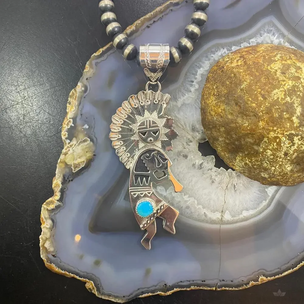 Alonzo Mariano Native American Sterling Kokopelli Kachina Dancer Pendant #2 - Picture 2 of 10